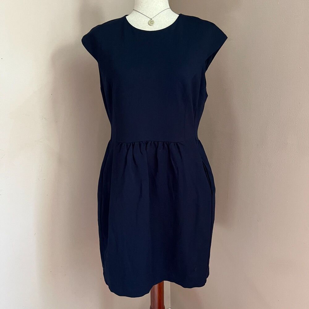 Trina Turk Navy Blue Sheath Dress Quiet Luxury Sz 12 Career Work Cocktail Dress